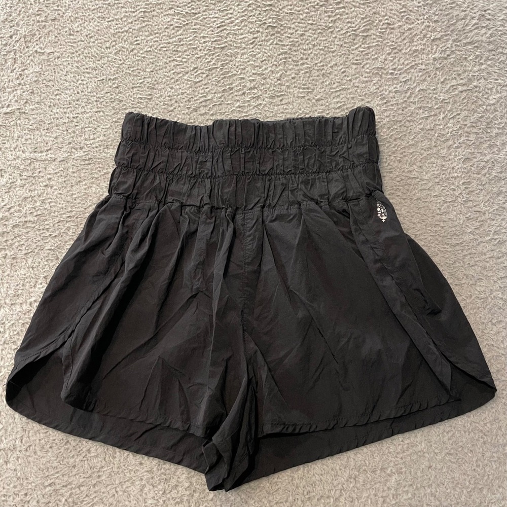 Free People Movement The Way Home Shorts Women Large Black Smocked High Waist 2"